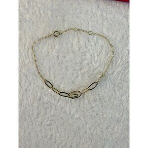 Adina Eden Gold Plated Pavé Safety Pin Paperclip Bracelet - New FabFitFun